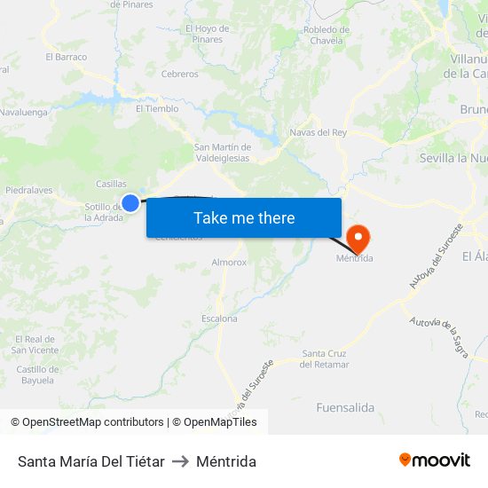 Santa María Del Tiétar to Méntrida map