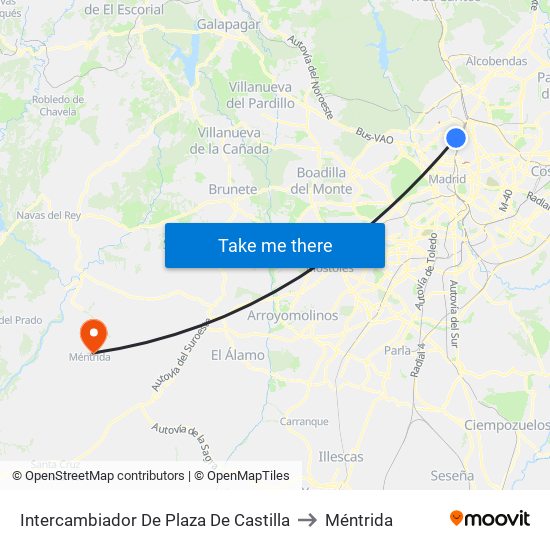 Intercambiador De Plaza De Castilla to Méntrida map