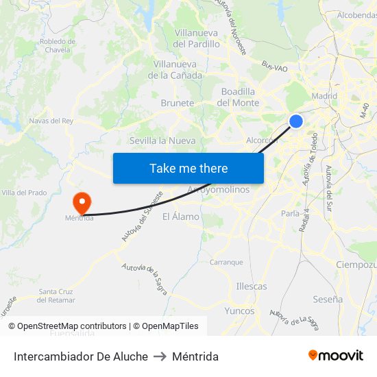 Intercambiador De Aluche to Méntrida map