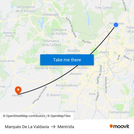 Marqués De La Valdavia to Méntrida map