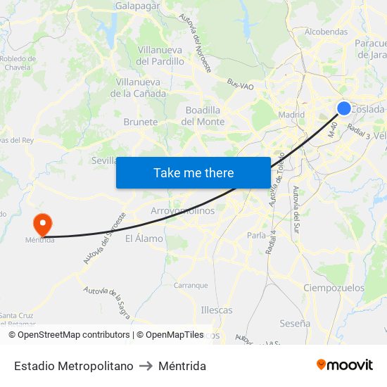 Estadio Metropolitano to Méntrida map