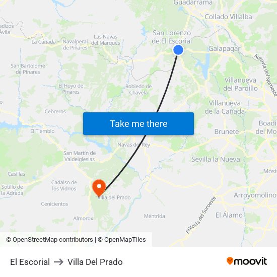 El Escorial to Villa Del Prado map