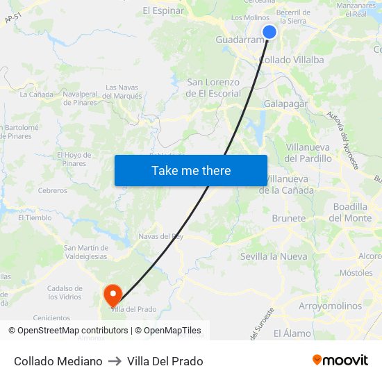 Collado Mediano to Villa Del Prado map