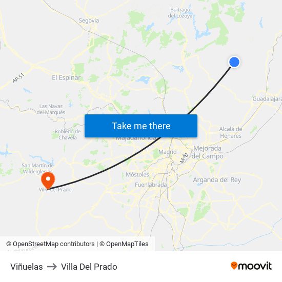 Viñuelas to Villa Del Prado map