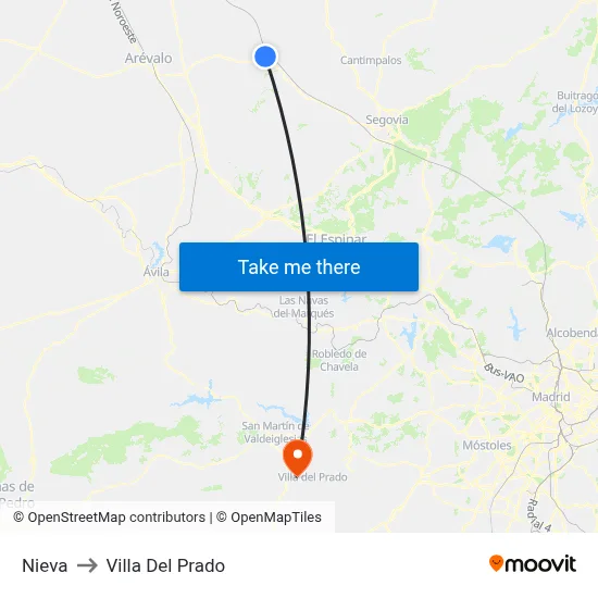 Nieva to Villa Del Prado map