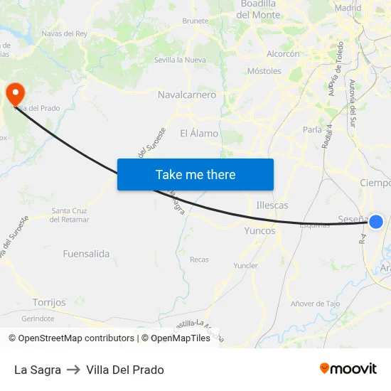 La Sagra to Villa Del Prado map
