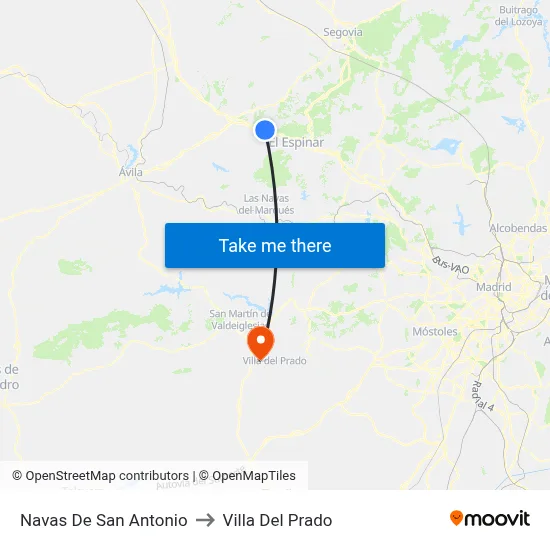 Navas De San Antonio to Villa Del Prado map