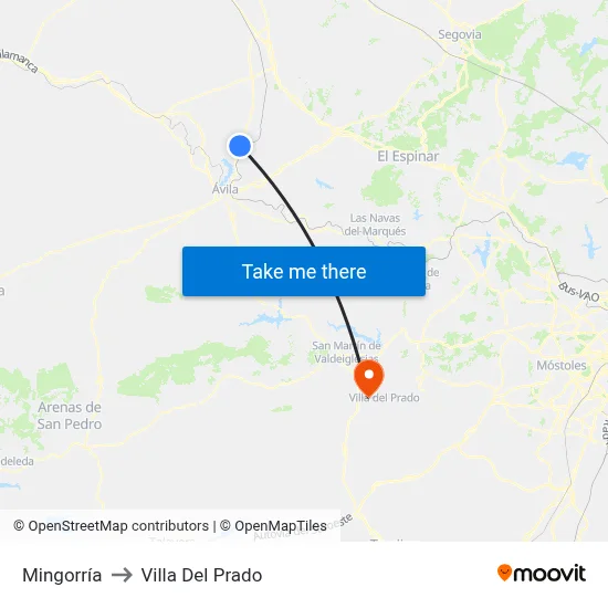 Mingorría to Villa Del Prado map