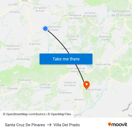 Santa Cruz De Pinares to Villa Del Prado map