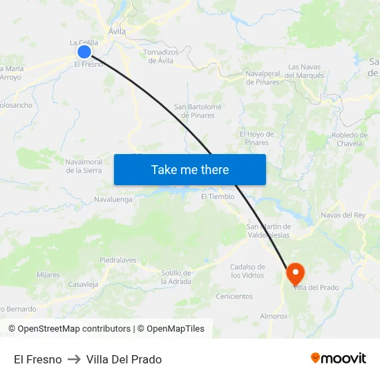 El Fresno to Villa Del Prado map