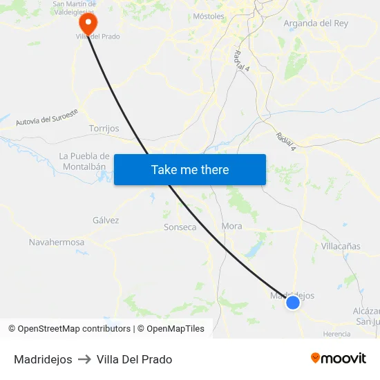 Madridejos to Villa Del Prado map