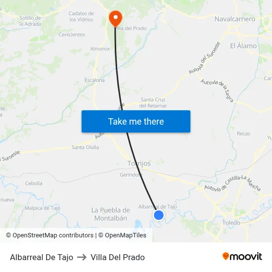 Albarreal De Tajo to Villa Del Prado map