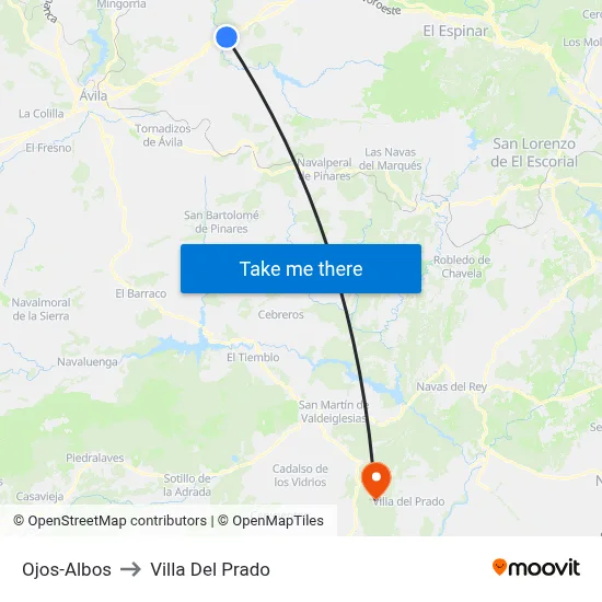 Ojos-Albos to Villa Del Prado map