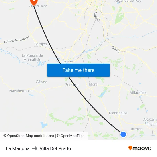 La Mancha to Villa Del Prado map