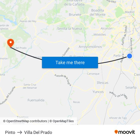 Pinto to Villa Del Prado map