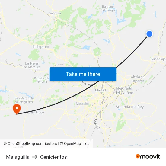 Malaguilla to Cenicientos map