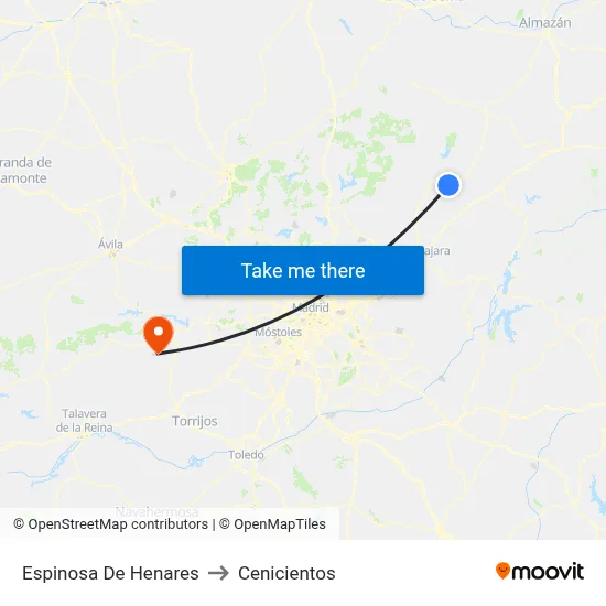 Espinosa De Henares to Cenicientos map