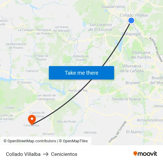 Collado Villalba to Cenicientos map