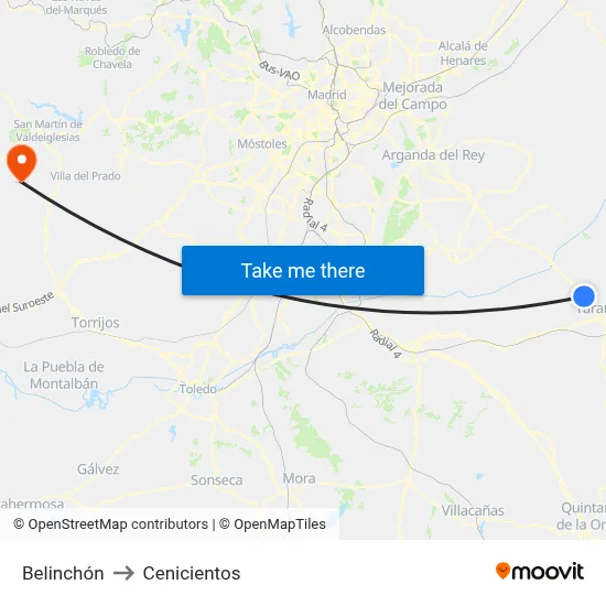 Belinchón to Cenicientos map