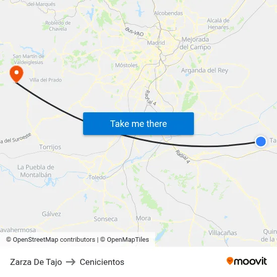 Zarza De Tajo to Cenicientos map