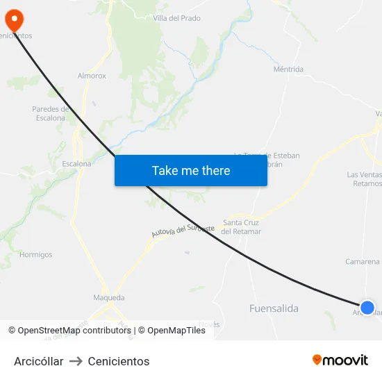 Arcicóllar to Cenicientos map