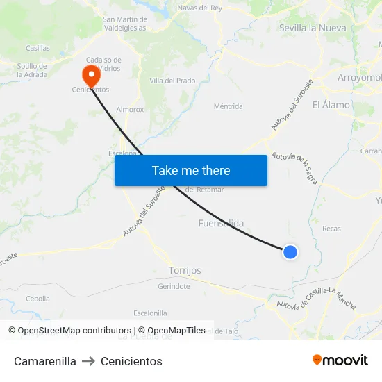 Camarenilla to Cenicientos map