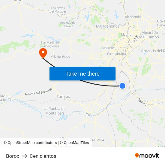 Borox to Cenicientos map