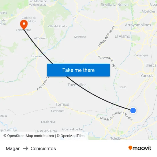 Magán to Cenicientos map