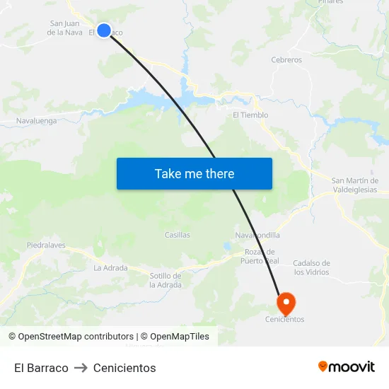 El Barraco to Cenicientos map