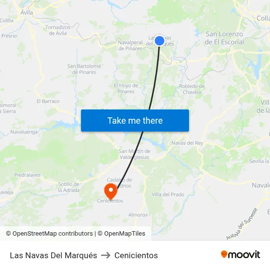 Las Navas Del Marqués to Cenicientos map