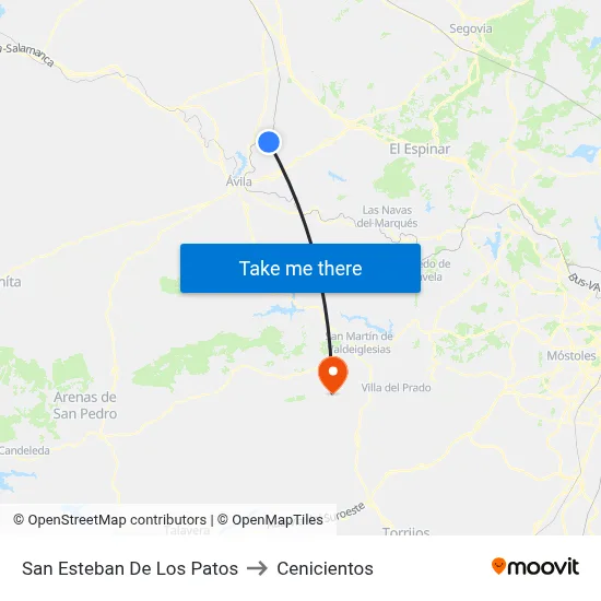 San Esteban De Los Patos to Cenicientos map