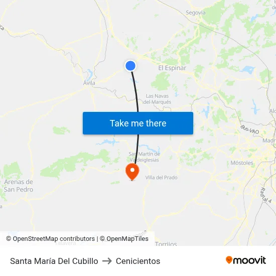 Santa María Del Cubillo to Cenicientos map