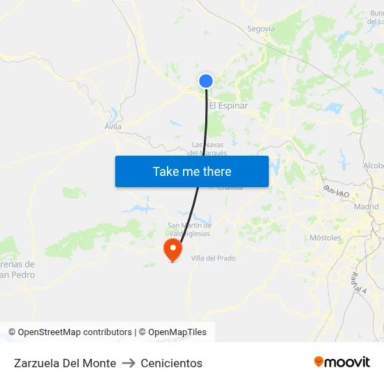 Zarzuela Del Monte to Cenicientos map