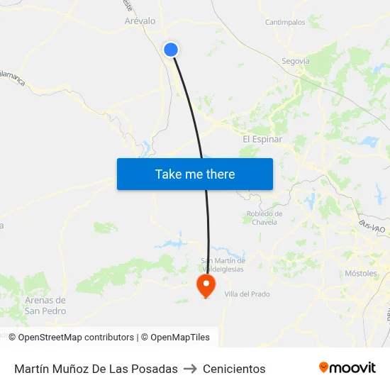 Martín Muñoz De Las Posadas to Cenicientos map