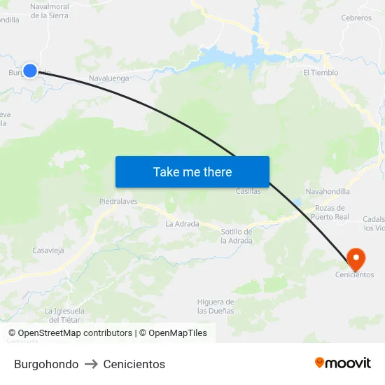 Burgohondo to Cenicientos map