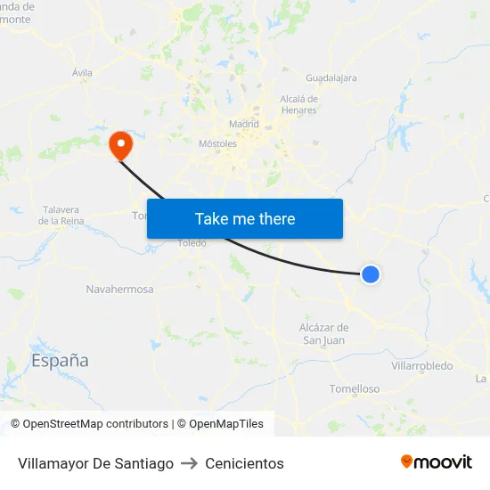 Villamayor De Santiago to Cenicientos map