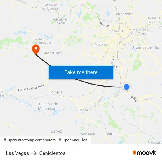 Las Vegas to Cenicientos map