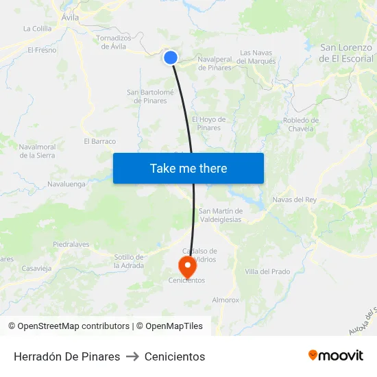 Herradón De Pinares to Cenicientos map