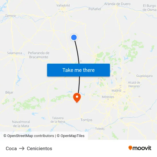Coca to Cenicientos map