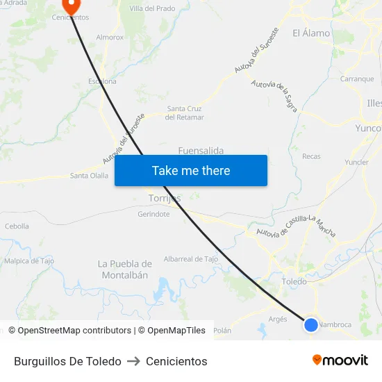 Burguillos De Toledo to Cenicientos map