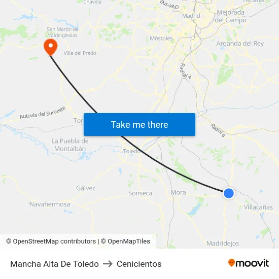 Mancha Alta De Toledo to Cenicientos map