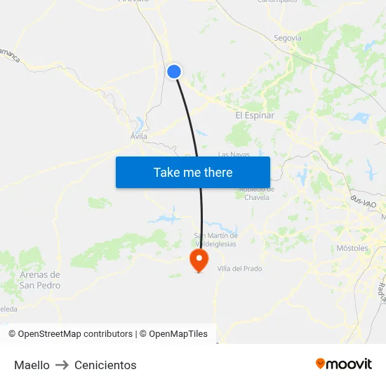 Maello to Cenicientos map
