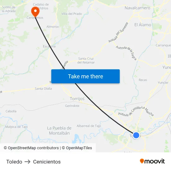 Toledo to Cenicientos map