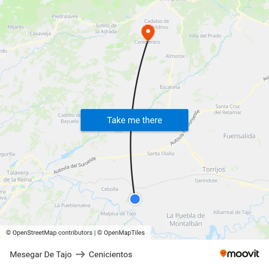 Mesegar De Tajo to Cenicientos map