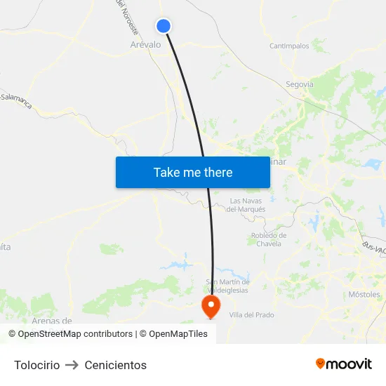 Tolocirio to Cenicientos map