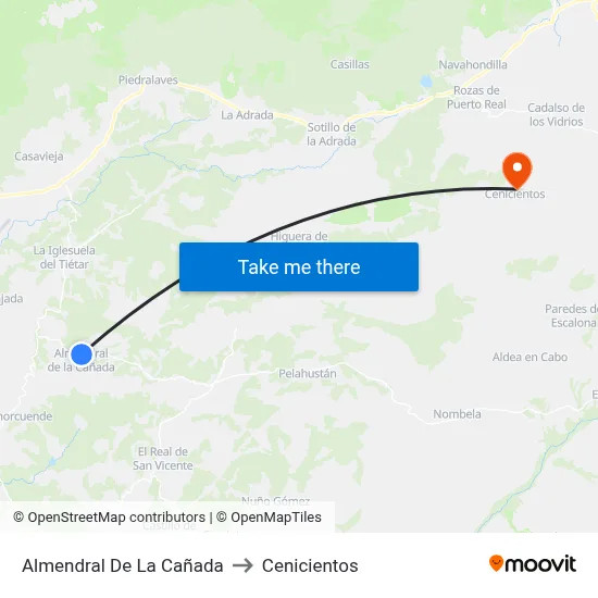 Almendral De La Cañada to Cenicientos map