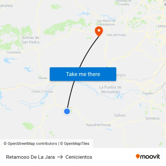 Retamoso De La Jara to Cenicientos map