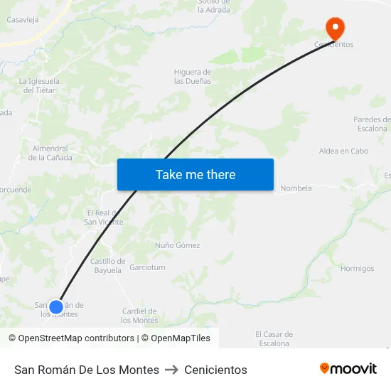 San Román De Los Montes to Cenicientos map