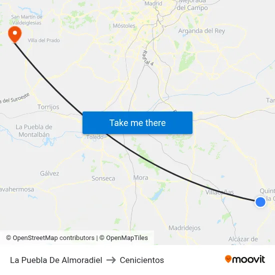 La Puebla De Almoradiel to Cenicientos map