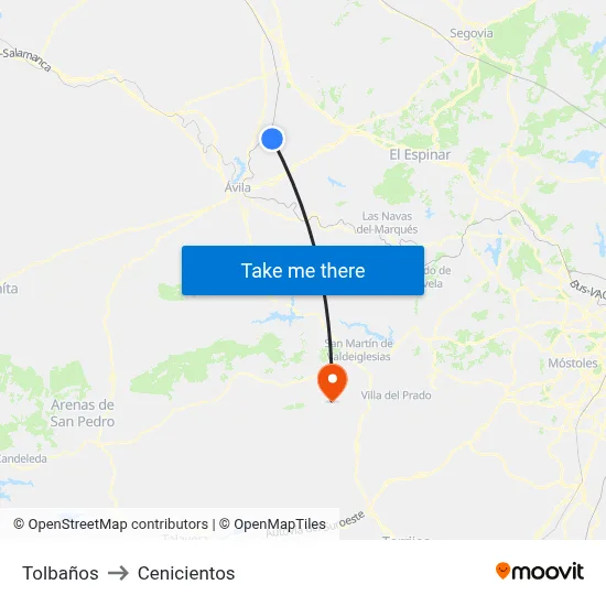 Tolbaños to Cenicientos map